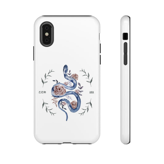 2025 Year of the Snake Korean-Inspired Phone Case – Elegant Watercolor Floral Snake Design | AIRA