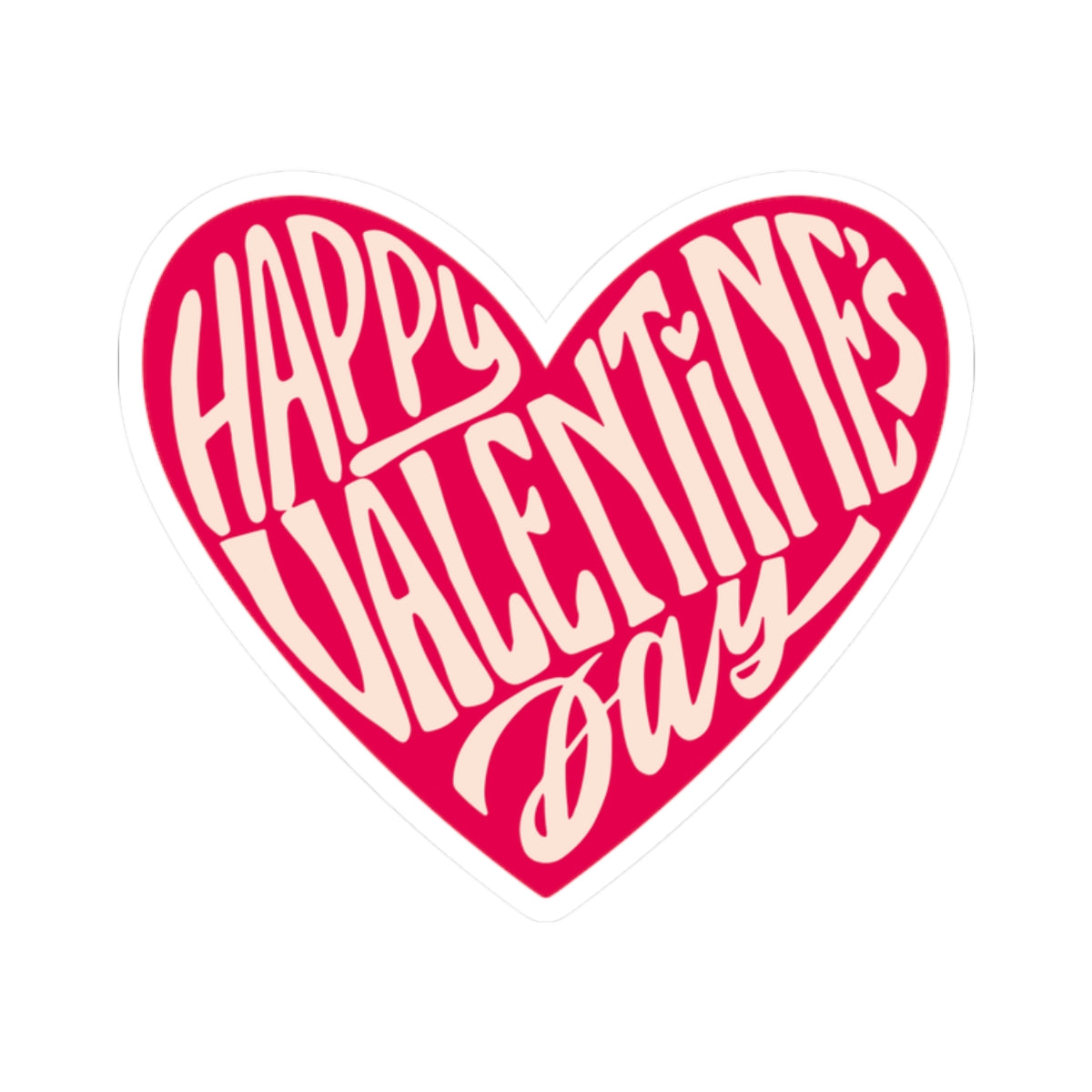 Happy Valentine’s Day Kiss-Cut Sticker – Romantic Heart Design