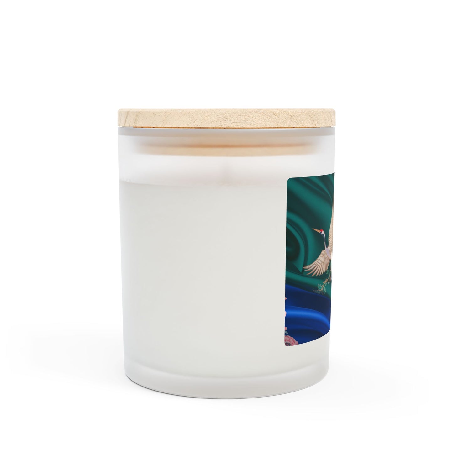 AIRA Design Frosted Glass Candle - 11oz Aromatherapy with Decorated Floral and Korean Crane Art