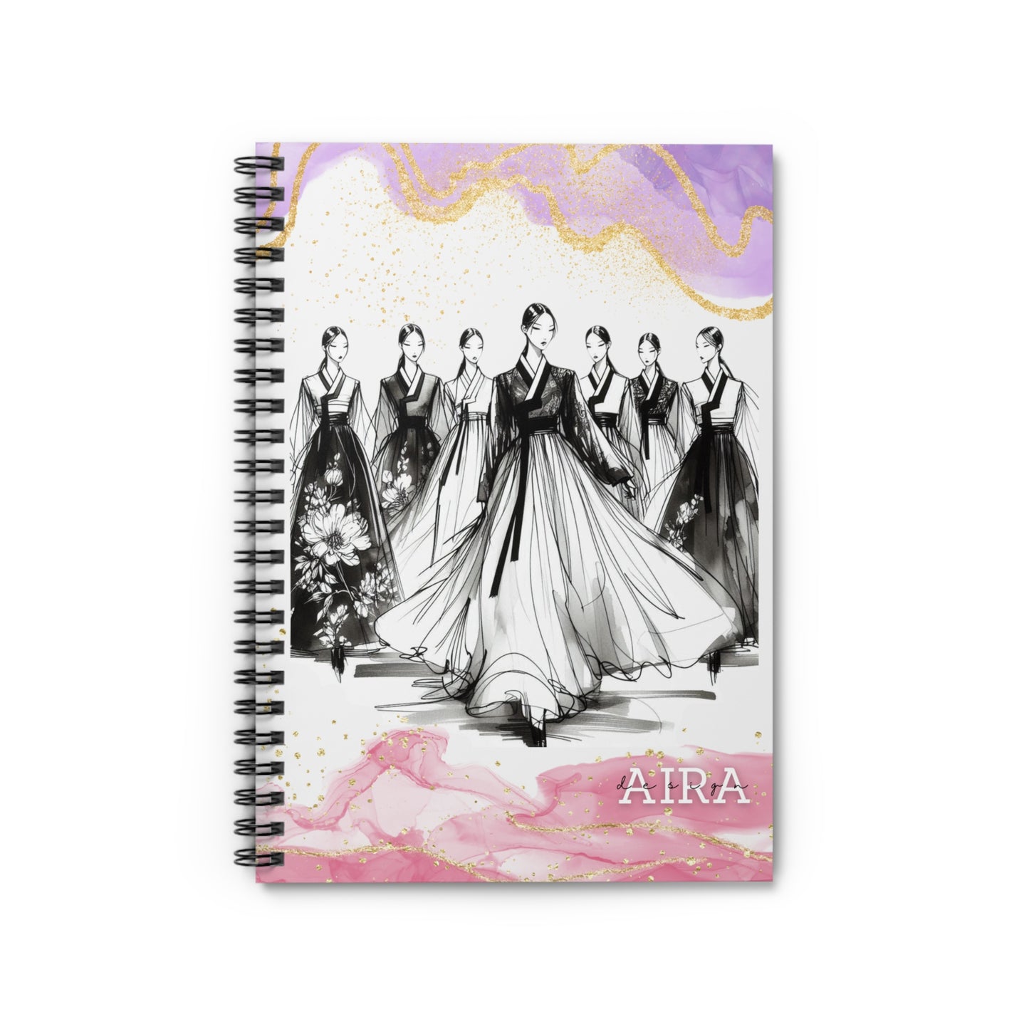 Ruled Line Korean Gold Hanbok Notebook