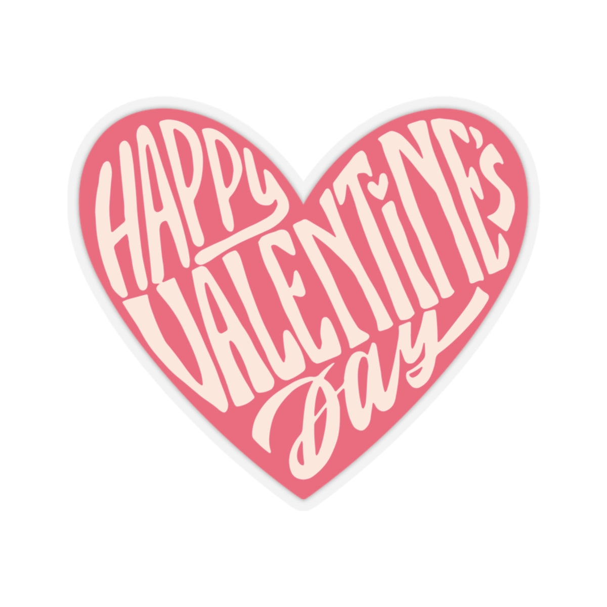 Happy Valentine’s Day Kiss-Cut Sticker – Romantic Heart Design