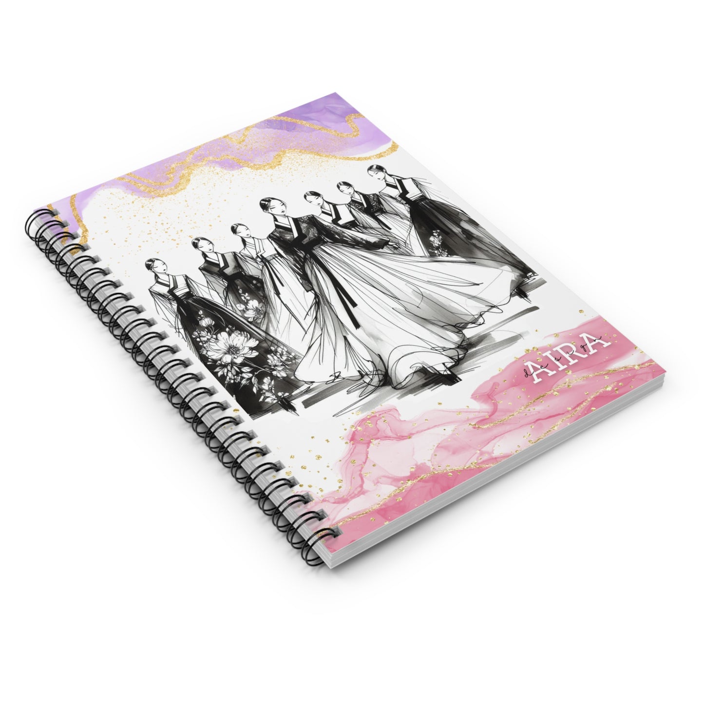 Ruled Line Korean Gold Hanbok Notebook