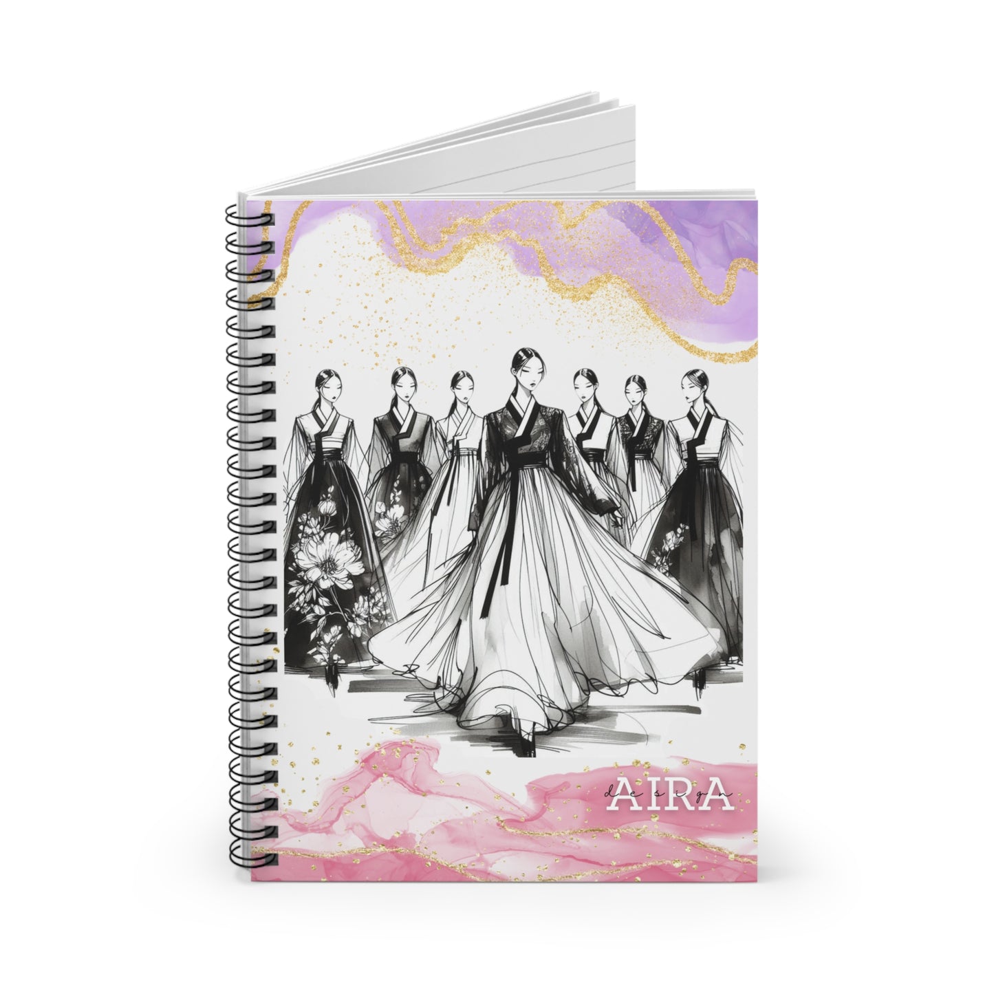 Ruled Line Korean Gold Hanbok Notebook