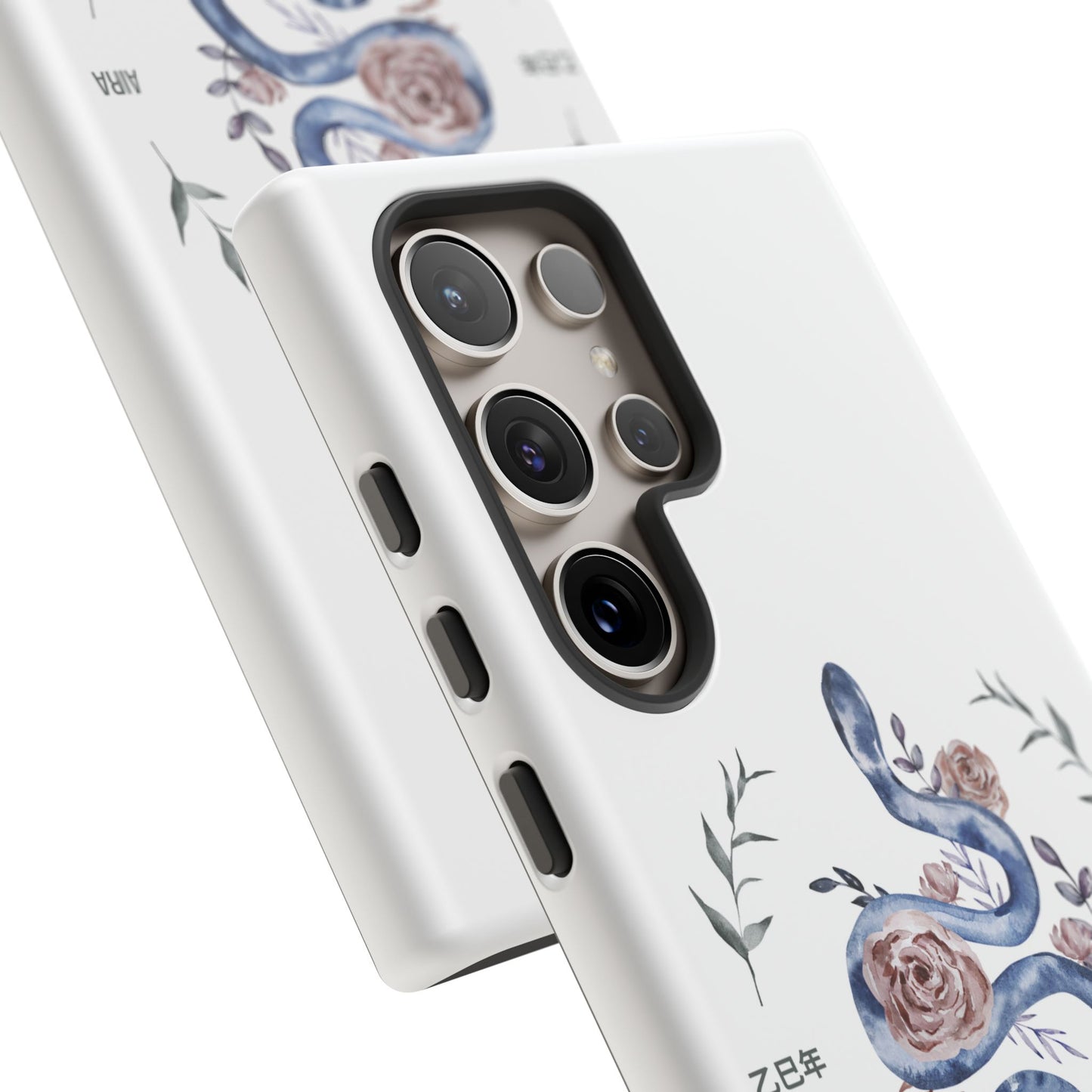 2025 Year of the Snake Korean-Inspired Phone Case – Elegant Watercolor Floral Snake Design | AIRA