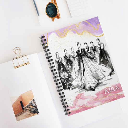 Ruled Line Korean Gold Hanbok Notebook