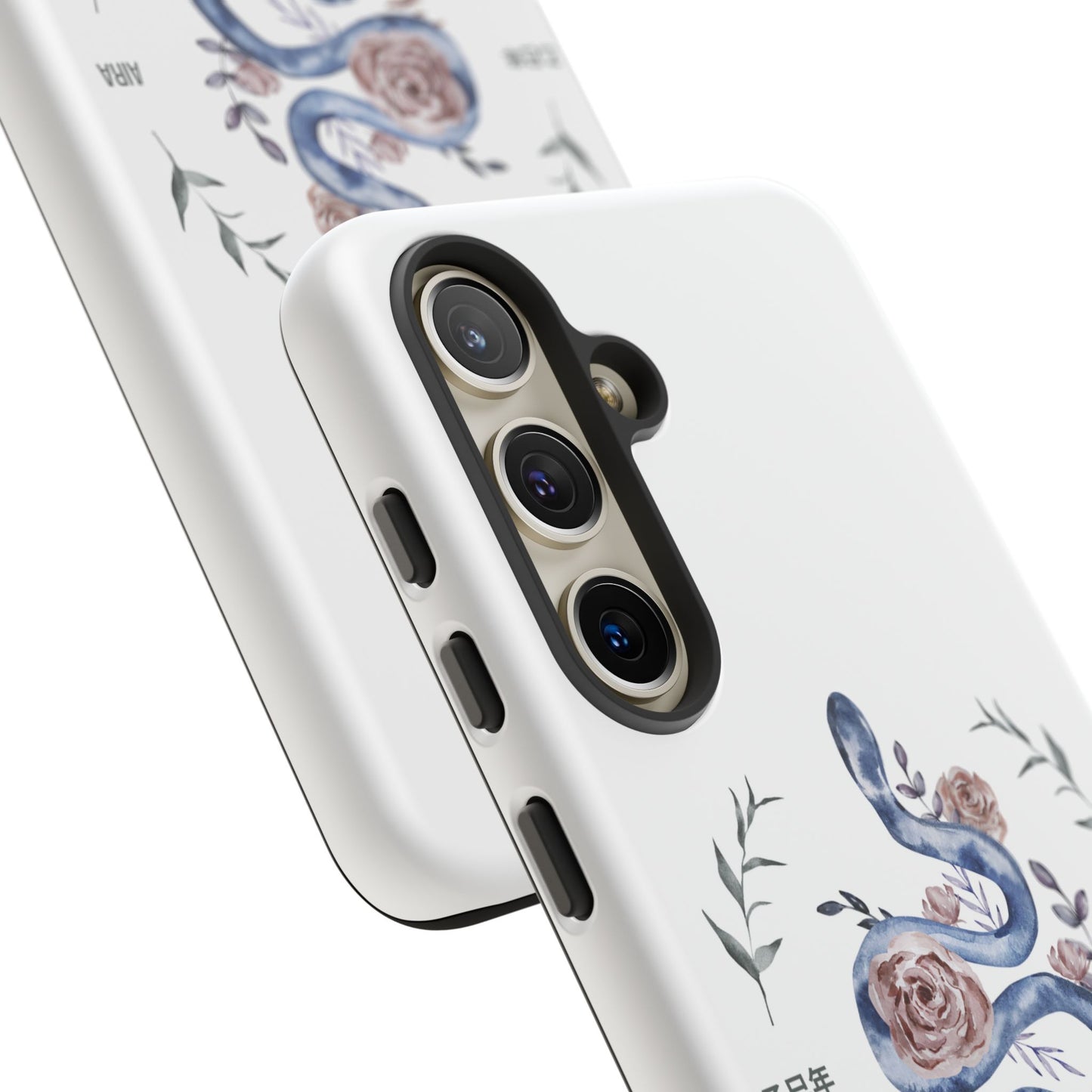 2025 Year of the Snake Korean-Inspired Phone Case – Elegant Watercolor Floral Snake Design | AIRA